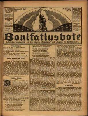 Erste Ausgabe vom Sonntag, den 18. April 1920.