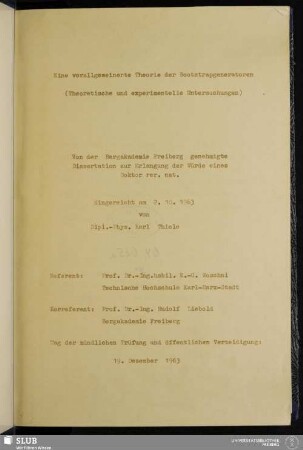 Eine verallgemeinerte Theorie der Bootstrapgeneratoren : theoretische und experimentelle Untersuchungen
