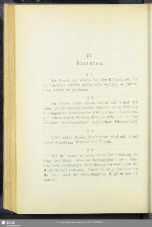 III. Statuten