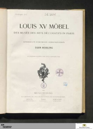 Louis XV Möbel des Musée des Arts Décoratifs in Paris : gesammelte Dokumente