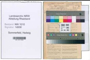 Entnazifizierung Hedwig Sommerfeld , geb. 07.03.1896 (Postsekretaerin)
