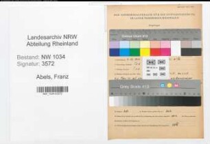 Entnazifizierung Franz Abels , geb. 04.12.1914 (Oberfeldwebel)