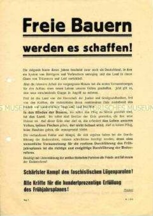 Flugblatt der KPD zur Frühjahrsaussaat