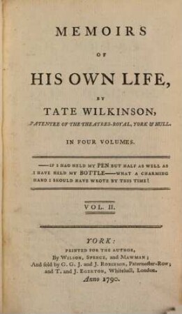 Memoirs Of His Own Life : In Four Volumes, 2