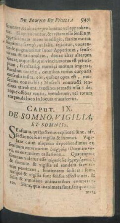 Caput. IX. De Somno, Vigilia, Et Somniis