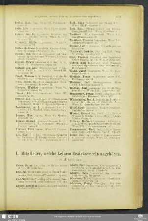L. Mitglieder, welche keinem Bezirksverein angehören.