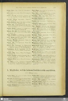 L. Mitglieder, welche keinem Bezirksverein angehören.