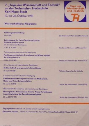 "7. Tage der Wissenschaft und Technik an der TH Karl-Marx-Stadt" vom 12.10.-22.10.1981