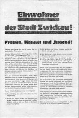 Geleistete kommunale Arbeit der Ortsgruppe Zwickau der SED, Aufruf zur Wahl ihrer Liste zu den Gemeindewahlen 1946