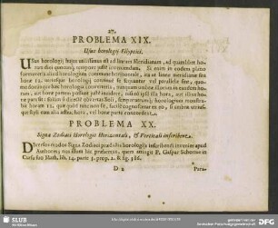 Problema XX. Signa Zodiaci Horologio Horizontali, & Verticali inscribere