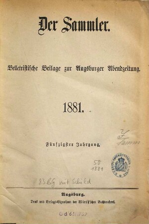 Der Sammler. 50. 1881