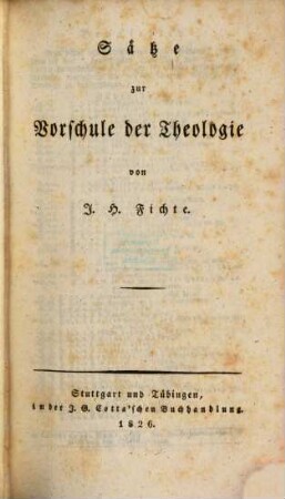 Sätze zur Vorschule der Theologie