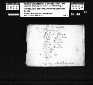Franz Christoph Neubauer: F / Sinfonia / Violino Primo. / Violino Secundo. / Oboe Primo / Oboè Secondo / Corno Primo / Corno Secondo / Flauto / Fagotto / Viola et / Basso / Del Sig. Neubauer; Ms.ca. 1790.