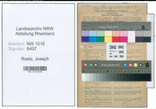 Entnazifizierung Joseph Roetz , geb. 24.05.1881 (Lehrer)
