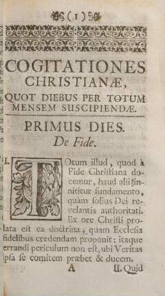 Cogitationes Christianæ, quot diebus per totum mensem suscipiendæ.