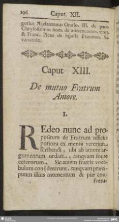 Caput XIII. De mutuo Fratrum Amore