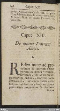 Caput XIII. De mutuo Fratrum Amore