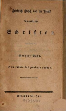 Sämmtliche Schriften. 9. (1791). - 344 S.