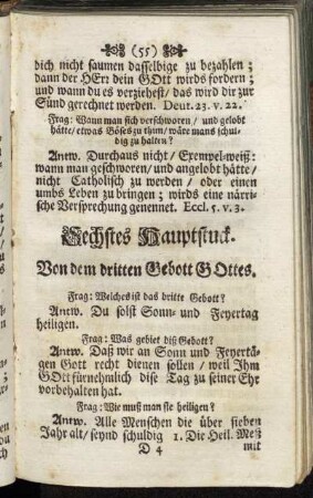 Sechstes Hauptstuck. Von dem dritten Gebott Gottes