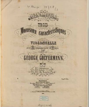 Trois morceaux caracteristiques : pour le violoncelle avec accompagnement de piano ; op. 41, 3. Alla Mazurka