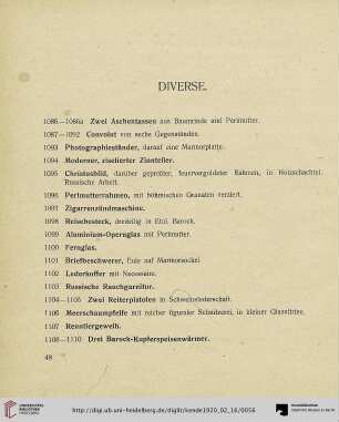 Diverse (Nr. 1086-1116d)