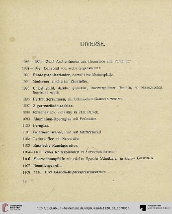 Diverse (Nr. 1086-1116d)