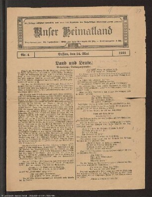 Land und Leute. Anhaltischer Volksgeographie, und Dr. Schmidt-Mühlstedt, Anhaltische Sprichwörter und Redensarten, in: Unser Heimatland, Nr. 4