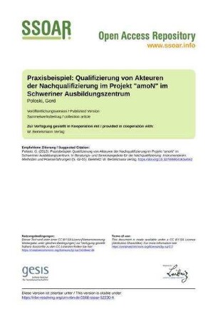 Praxisbeispiel: Qualifizierung von Akteuren der Nachqualifizierung im Projekt "amoN" im Schweriner Ausbildungszentrum