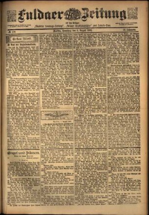 Erste Ausgabe vom Samstag, den 02. August 1902.