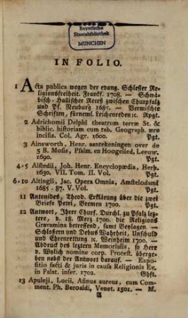 Verzeichniß dererjenigen Bücher aus allen Fächern, welche der seel. verstorbene Herr Johann Heinrich Andreä hinterlassen hat und welche den 18. November ... in dem Stuberhause ... verkauft werden sollen