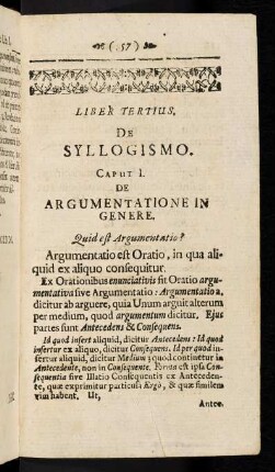 157-171, Caput I: De Syllogismo, Caput II: De Materia et Forma