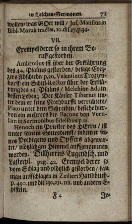 VII. Exempel derer so in ihrem Beruff gestorben