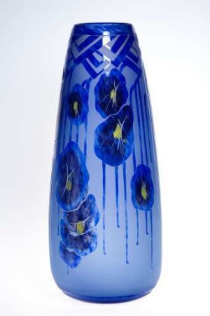 Vase mit geometrischem Dekor und Stiefmütterchen