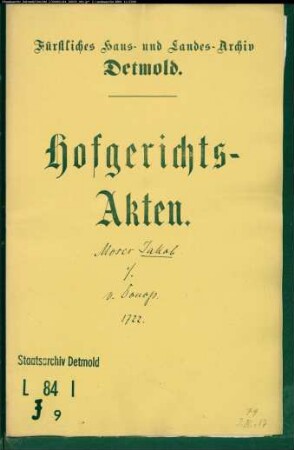 Jakob, Moses gegen Leutnant von Donop zu Blomberg - Schuldforderung