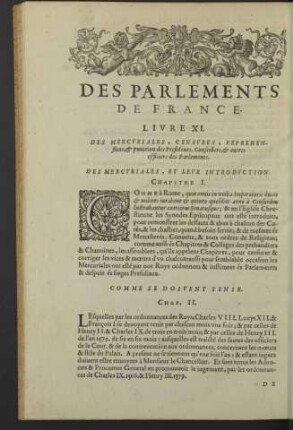 Des Parlements de France. Livre XI.