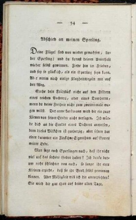 Abschied an meinen Sperling.