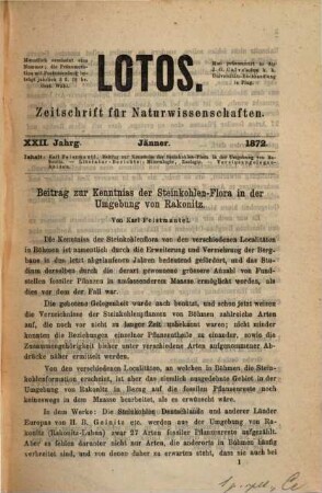 Lotos : naturwiss. Zeitschr., 22. 1872