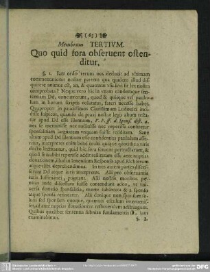 Membrum Tertium. Quo quid fora obseruent ostenditur