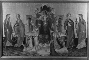 Thronender Heiliger Nikolaus mit Heiligen und Stiftern