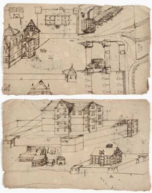 Fahre, Entwürfe für ein Lustschloss bei der Herberge (recto und verso)