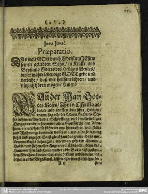 Leichenpredigt : Christliche Leich-Predigt. Praeparatio. Textus recitatio. Praefatio. Tractatio