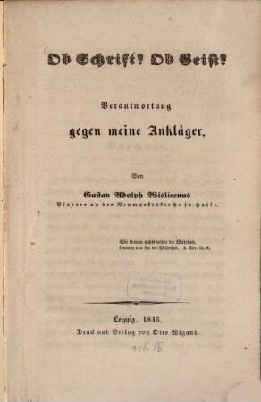 Ob Schrift? Ob Geist?