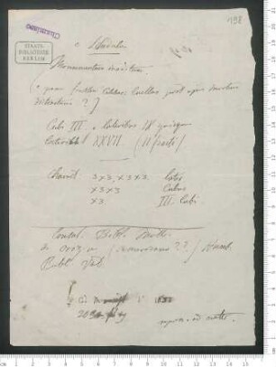bibliographische Notiz und Korrespondenznotiz