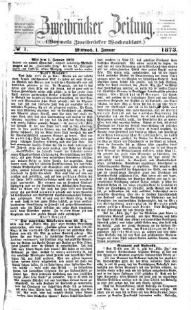 Zweibrücker Zeitung. 1873, 1873, 1 - 6