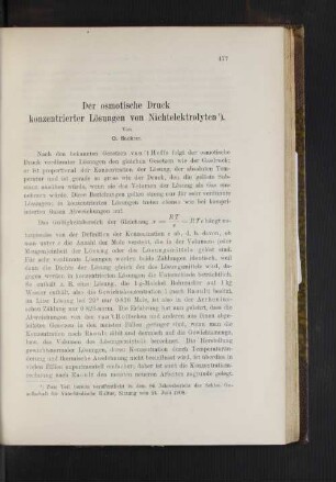 Der osmotische Druck konzentrierter Lösungen von Nichtelektrolyten.