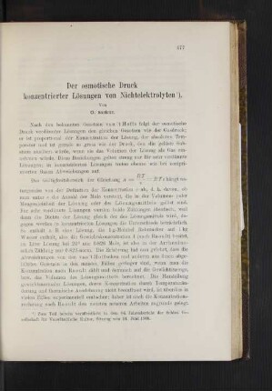 Der osmotische Druck konzentrierter Lösungen von Nichtelektrolyten.