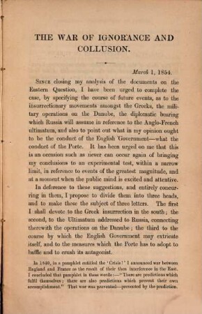 The war of ignorance and collusion; its progress and results: a prognostication and a testimony
