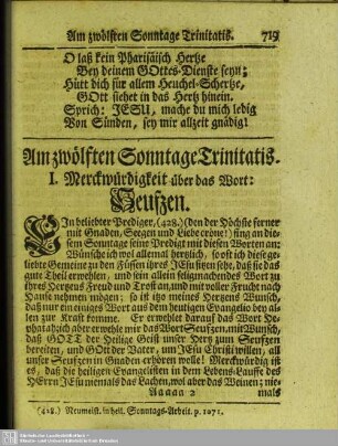 Am zwölften Sonntage Trinitatis