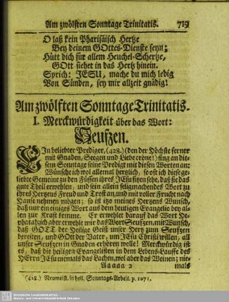 Am zwölften Sonntage Trinitatis