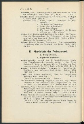 K. Geschichte der Freimaurerei.